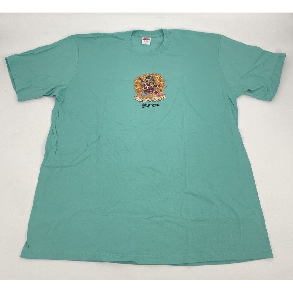 Supreme 2022 Graphic T Shirt XL Aqua Made In USA Buddhist Tee Authentic